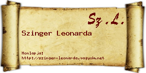 Szinger Leonarda névjegykártya